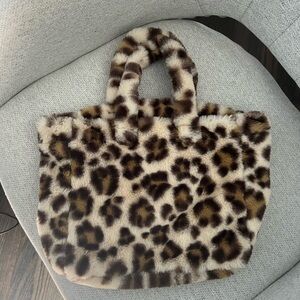 NWT Aerie Leopard Print Faux Fur Tote Bag Tote